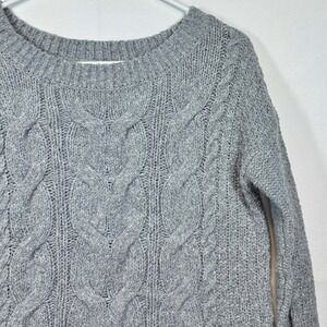 Hollister Chunky Cable Knit Sweater Cozy Warm Layering Top Gray Women's Sz Small